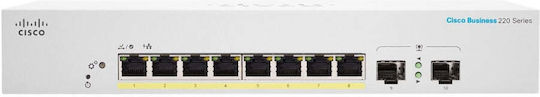 Cisco CBS220-8P-E-2G-EU Managed L2 PoE+ Switch με 8 Θύρες Ethernet και 2 SFP Θύρες