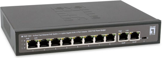 Level One FGP-1031 Unverwaltet L2 PoE+ Switch mit 8 Ports Gigabit (1Gbps) Ethernet