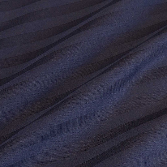 Satin Cotton Pillowcase Striped Navy Blue/50x60