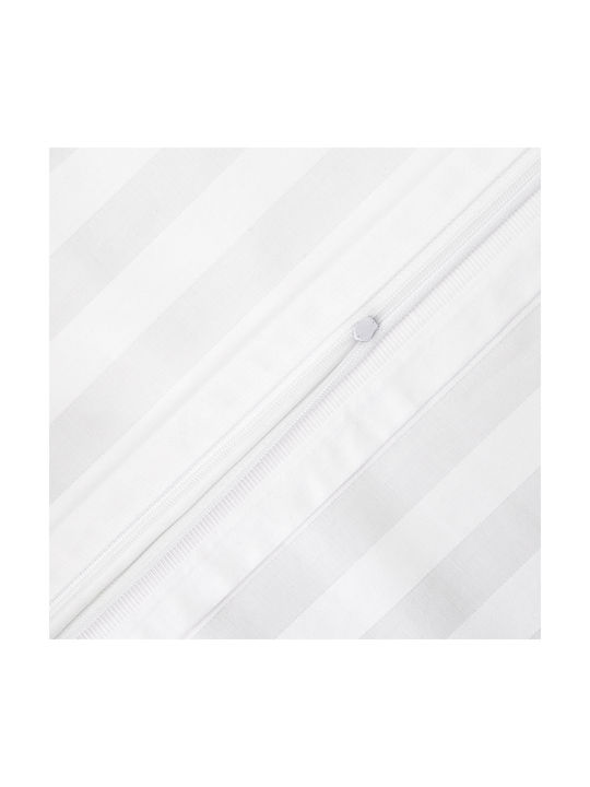 Satin Bambus-Baumwolle Kissenbezug Streifen Weiß/50x60