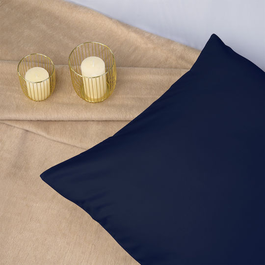 Satin Cotton Pillowcase Dark Navy 026/50x60