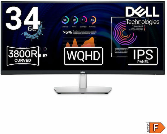 Dell P3424WE Ultrawide IPS Curved Monitor 34" QHD 3440x1440 με Χρόνο Απόκρισης 8ms GTG