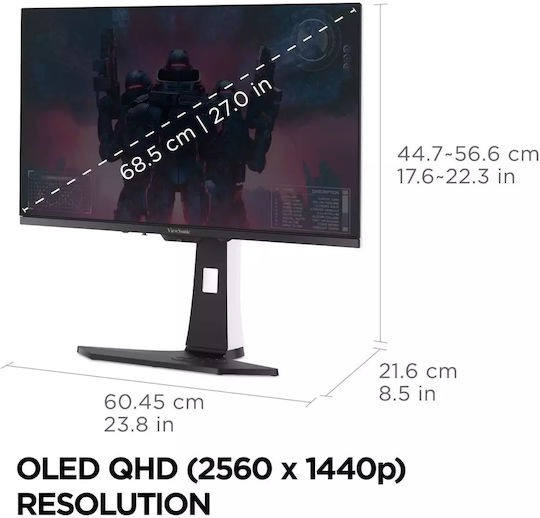 Viewsonic XG272-2K-OLED OLED HDR Spiele-Monitor 27" QHD 2560x1440 240Hz mit Reaktionszeit 0.02ms GTG