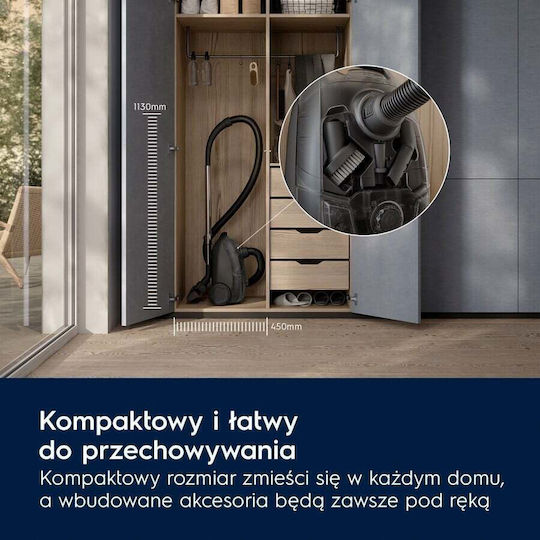 Electrolux EB31C1DB Ηλεκτρική Σκούπα 650W με Σακούλα 3lt Μπλε