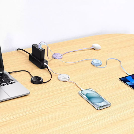 Baseus Free2Draw Retractable USB 2.0 Cable USB-C male - USB-C 100W PD Μαύρο 1m P10364500111-00