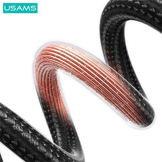 Usams USB 2.0 Cable USB-C male - USB-C 60W Γκρι 0.25m US-SJ678