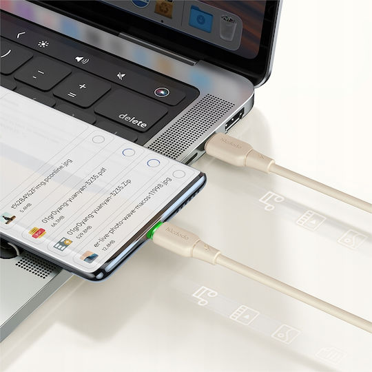 Mcdodo Cablu USB 2.0 USB-C Masculin - USB-C 65W PD Bej 1.2m CA-4770