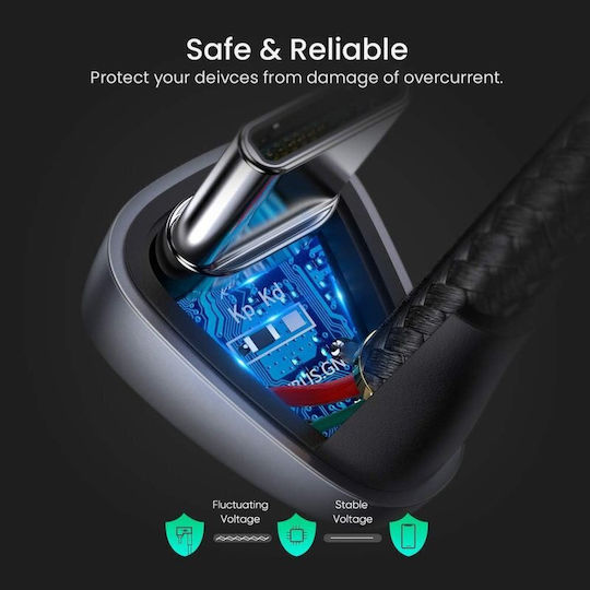 Ugreen USB 2.0 Кабел USB-C Мъжки - USB-A 18W Сив 1м 70313