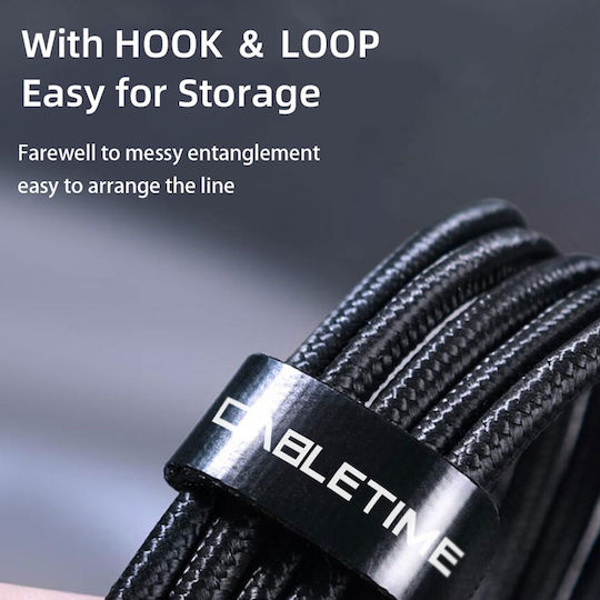 Cabletime Braided USB 2.0 Cable USB-C male - USB-C 100W PD Μαύρο 1m Cmcm100w