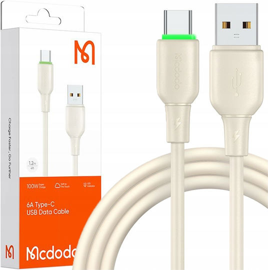 Mcdodo LED USB 2.0 Kabel USB Typ-C männlich - USB-A 100W PD Beiges 1,2 m CA-4750