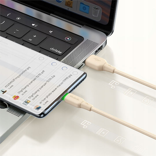 Mcdodo LED USB 2.0 Kabel USB Typ-C männlich - USB-A 100W PD Beiges 1,2 m CA-4750