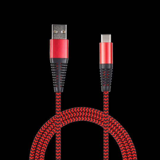 2GO Braided USB 2.0 Cable USB-C male - USB-A Κόκκινο 1m 795947