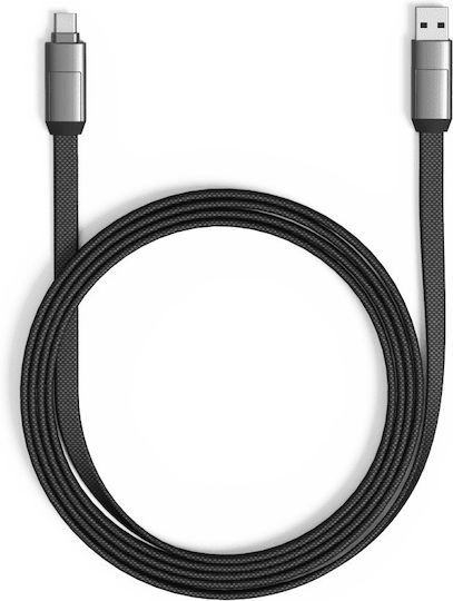 Incharge 6 Max Mercury Keychain / Braided USB 2.0 Cablu USB-C bărbătesc - USB-A Gri 1.5m