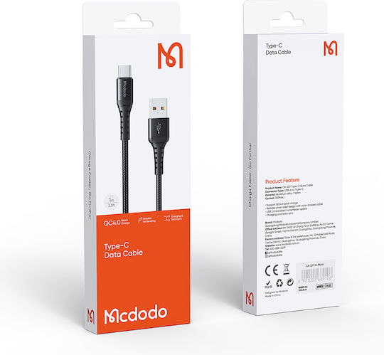 Mcdodo USB 2.0 Cable USB-C male - USB-A 65W Μαύρο 1m CA-2271