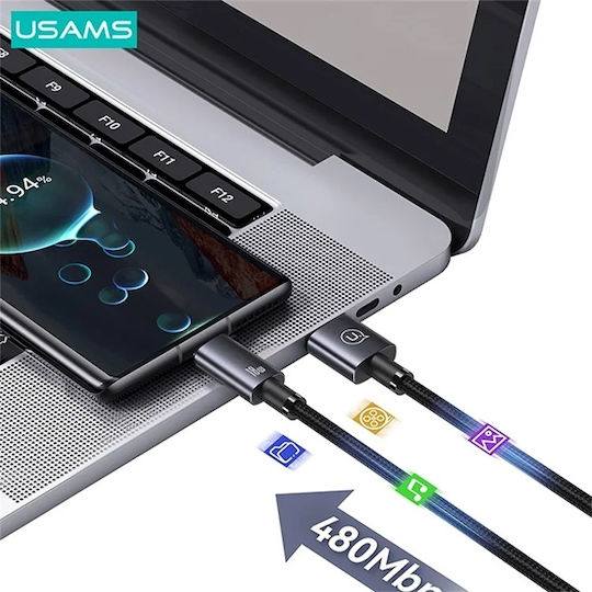 Usams Braided USB 2.0 Cable USB-C male - USB-A Γκρι 0.25m US-SJ680