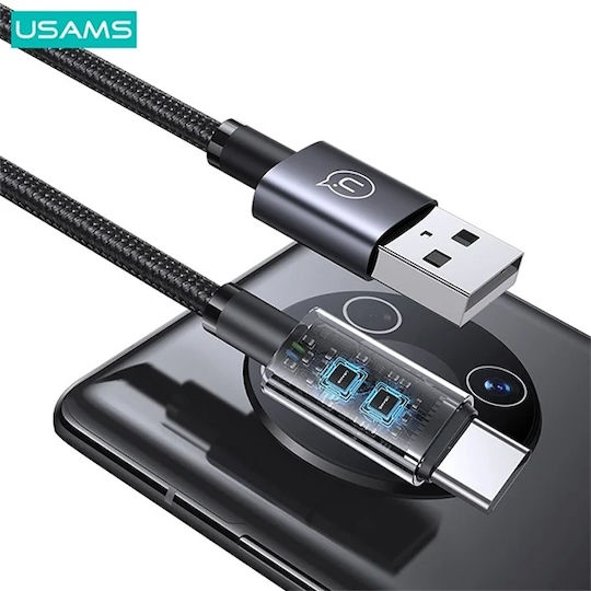 Usams Braided USB 2.0 Cable USB-C male - USB-A Γκρι 0.25m US-SJ680