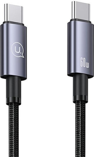 Usams Braided USB 2.0 Cable USB-C male - USB-C 60W PD Μαύρο 1.2m US-SJ661