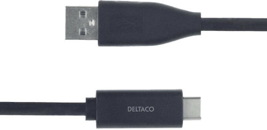 Deltaco USB 2.0 Cable USB-C male - USB-A Μαύρο 1m USBC-1004M