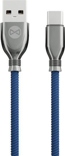 Forever Tornado Braided USB 2.0 Cable USB-C male - USB-A Μπλε 1m