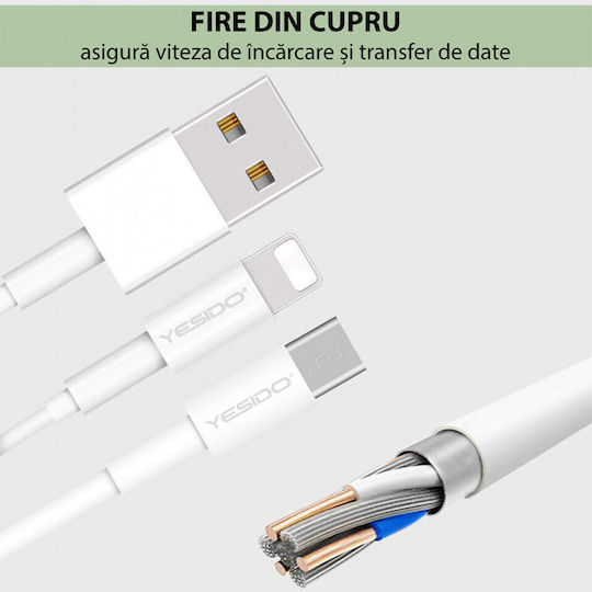 Yesido CA-22 USB 2.0 Cable USB-C Male - USB-A White 1.2m