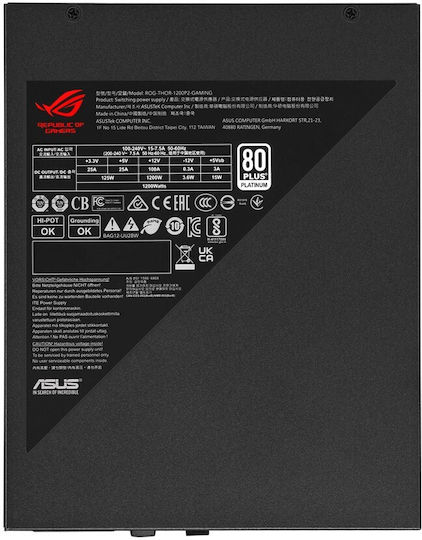 Asus ROG-THOR-1200P2-GAMING 1200W Schwarz Computer-Netzteil Vollständig modular 80 Plus Platin