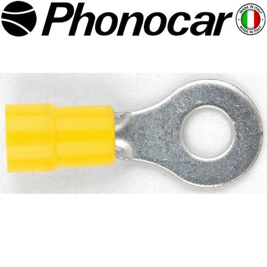 Phonocar Ακροδέκτες Οπής με Μόνωση 8mm Κίτρινο (04.603) σε σετ των 100τμχ