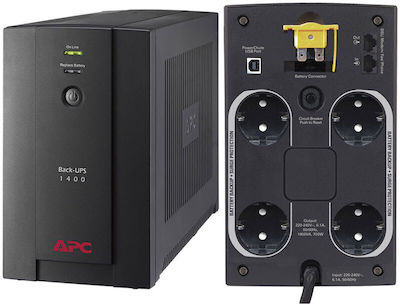 APC BACK-UPS 1400 Line-Interactive 1400VA 700W with 4 Schuko Power Plugs