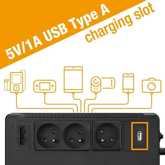 FSP/Fortron ECO 800-FR UPS Line-Interactive 800VA 480W με 3 Schuko Πρίζες