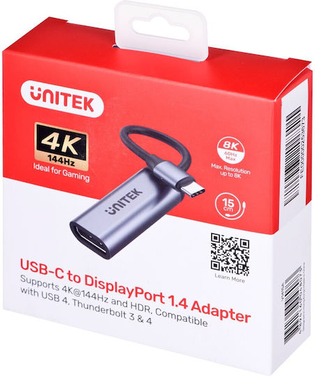 Unitek Μετατροπέας USB-C male σε DisplayPort female Γκρι 1τμχ V1415A