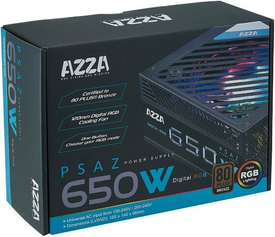 Azza PSAZ-650W RGB 650W Schwarz Computer-Netzteil Voll verkabelt 80 Plus Bronze
