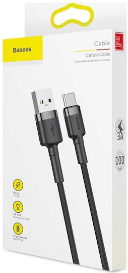 Baseus Cafule Braided USB 2.0 Cable USB-C male - USB-A 18W Μαύρο 3m CATKLF-UG1