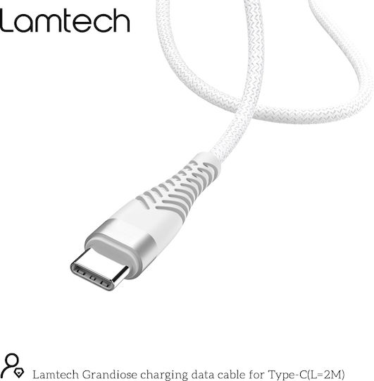 Lamtech USB 2.0 Cable USB-C male - USB-A 18W Λευκό 2m LAM450299