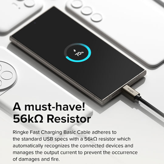 Ringke USB 2.0 Cable USB-C male - USB-C 60W PD Μαύρο 0.5m