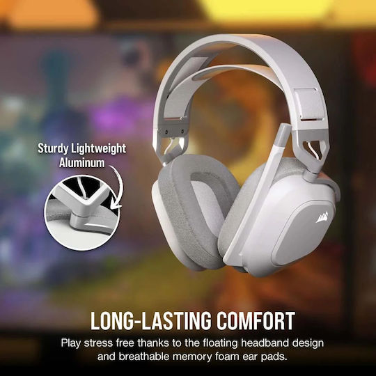 Corsair HS80 Max RGB Wireless Over Ear Gaming Headset with Bluetooth USB Connectivity White for PC