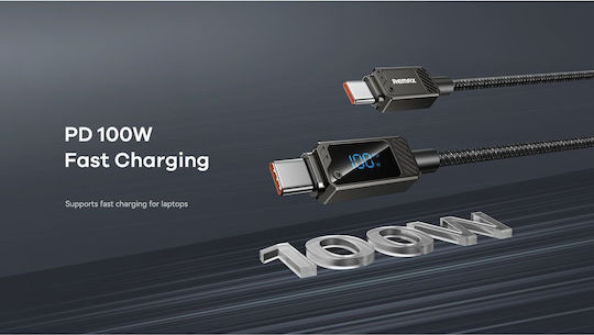 Remax Braided USB 2.0 Cable USB-C male - USB-C 100W PD Μαύρο 1.2m REMAX_RC-C069
