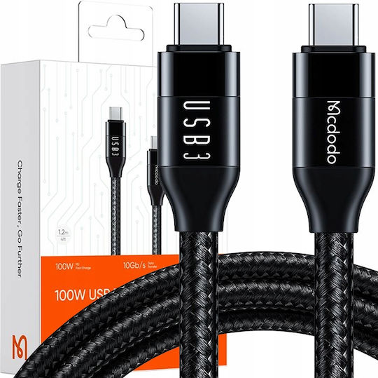 Mcdodo USB 2.0 Cable USB-C male - USB-C 100W PD Μαύρο 1.2m CA-7132