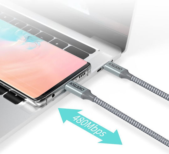 Choetech USB 2.0 Cable USB-C male - USB-C 100W Ασημί 1.8m