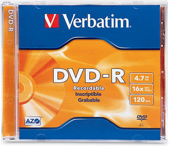 Verbatim Azo Εγγράψιμο DVD-R 16x 4.7GB 1τμχ
