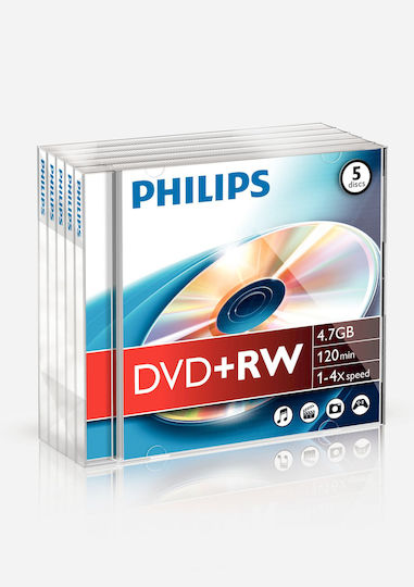 Philips Wiederbeschreibbare DVD+RW 4x 4.7GB 5Stück