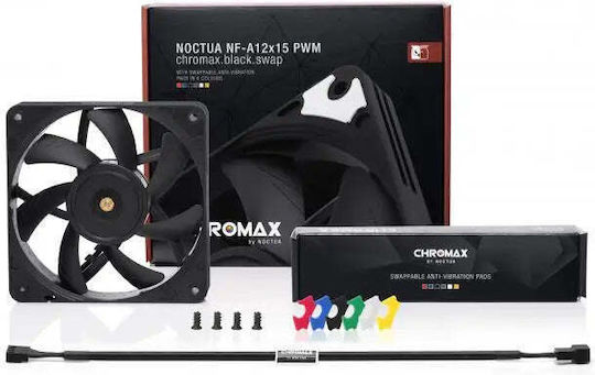 Noctua NF-A12x25 PWM chromax.black.swap Case Fan 120mm (2000rpm / 60cfm) Χωρίς Led Φωτισμό και Σύνδεση 4-Pin
