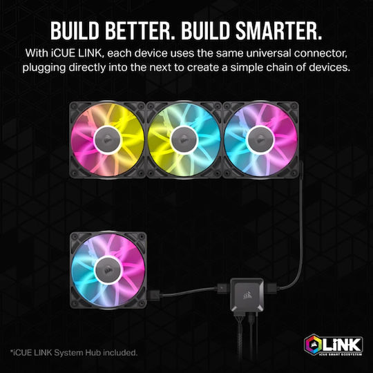 Corsair iCue Link RX140 Case Fan 1700rpm 95.7cfm with RGB Lighting and 4-Pin PWM Connection 2pcs