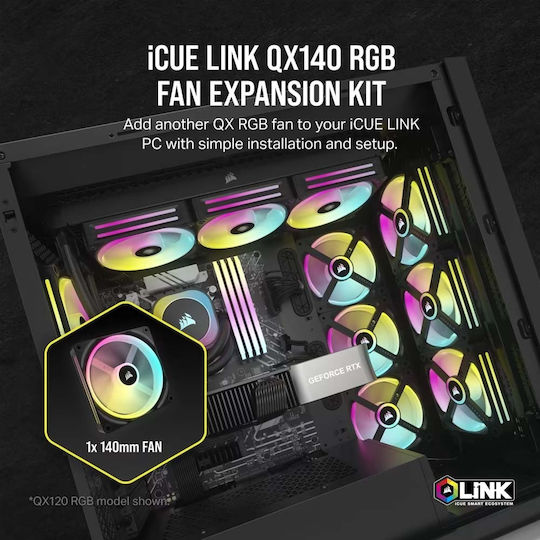 Corsair iCUE LINK QX140 Ventilator Pentru Carcasă (2000rpm) Cu Iluminare RGB