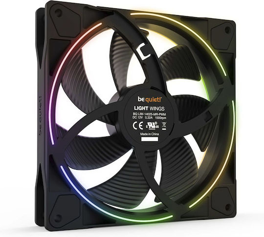 Be Quiet Light Wings Вентилатор за кутия 140mm (1500rpm / 56cfm) с ARGB осветление и свързване 4-изводна PWM