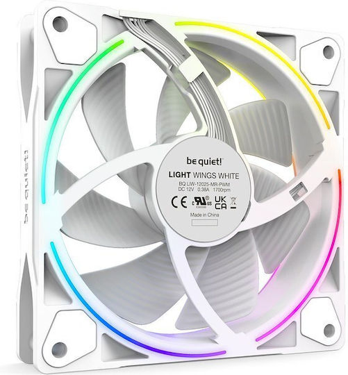Be Quiet Light Wings Вентилатор За Кутия 120мм (2500оборота / 88.8cfm) С ARGB Осветление И Свързване 4-изводна ШИМ 3бр Бял