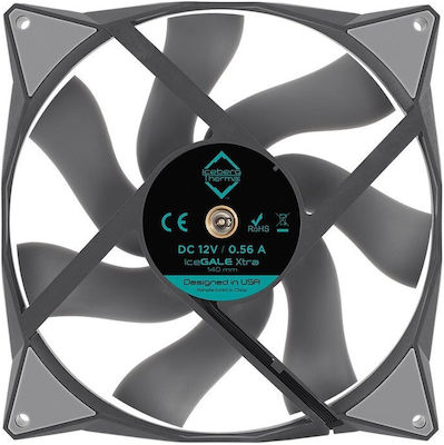 Iceberg Thermal IceGALE Xtra Case Fan 140mm με Σύνδεση 4-Pin PWM 2τμχ Γκρι