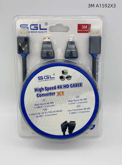 SGL HDMI Cable Male - HDMI Male 3m Black