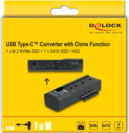 DeLock Dockingstation für 2 Festplatten SATA 2.5" / M.2 (2230)" / M.2 (2242)" / M.2 (2260)" / M.2 (2280)" mit USB-C / Thunderbolt Verbindung (64252)