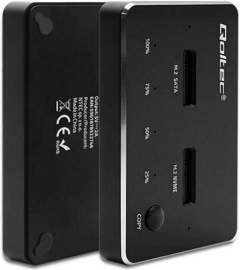 Qoltec Docking Station for 2 Hard Drives PCIe/SATA M.2 (2230)" / M.2 (2242)" / M.2 (2260)" / M.2 (2280)" with Connection USB-C (52274)