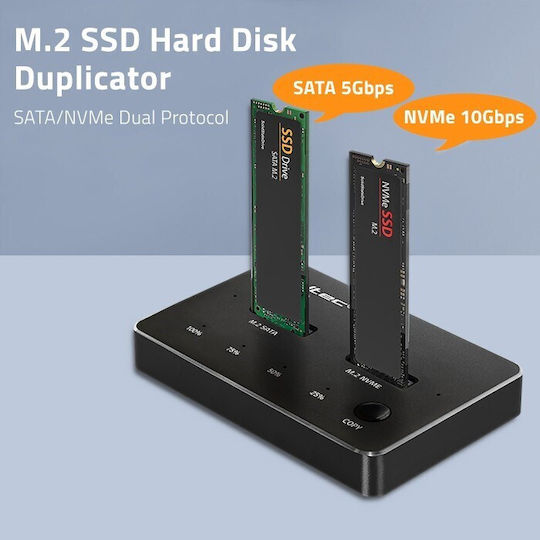 Qoltec Docking Station for 2 Hard Drives PCIe/SATA M.2 (2230)" / M.2 (2242)" / M.2 (2260)" / M.2 (2280)" with Connection USB-C (52274)