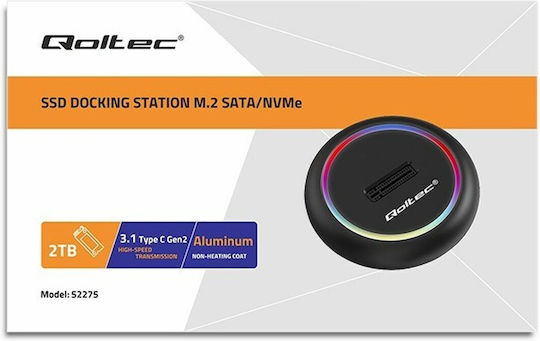 Qoltec Docking Station Stație de andocare pentru Hard Disk SATA M.2 (2230)" / M.2 (2242)" / M.2 (2260)" / M.2 (2280)" cu conectivitate USB-C (52275)